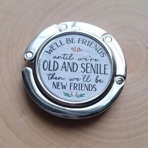 Silver Bag Hook with Friendship Quote